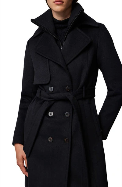 Shop Soia & Kyo Fabianne Belted Wool Blend Coat In Black