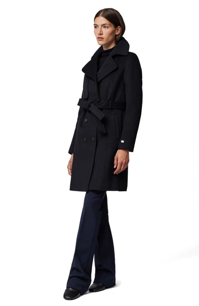 Shop Soia & Kyo Fabianne Belted Wool Blend Coat In Black