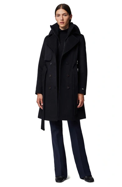 Shop Soia & Kyo Fabianne Belted Wool Blend Coat In Black