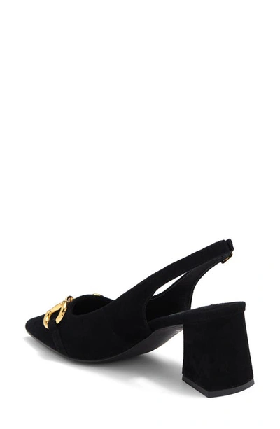 Jeffrey Campbell Nakita Slingback Pointed Toe Pump In Black Suede Gold