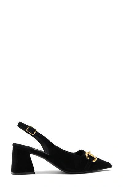 Jeffrey Campbell Nakita Slingback Pointed Toe Pump In Black Suede Gold