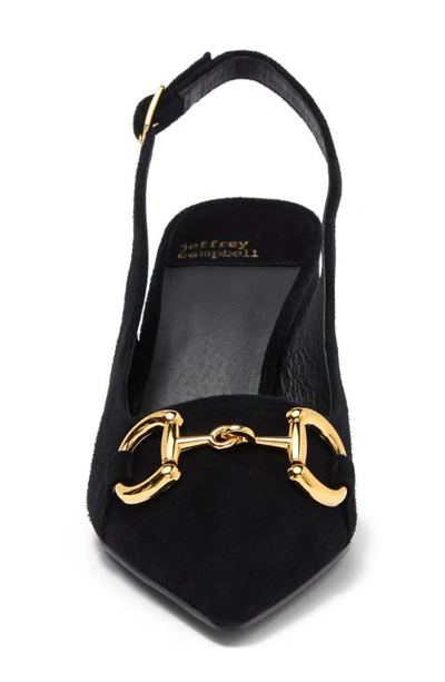 Jeffrey Campbell Nakita Slingback Pointed Toe Pump In Black Suede Gold
