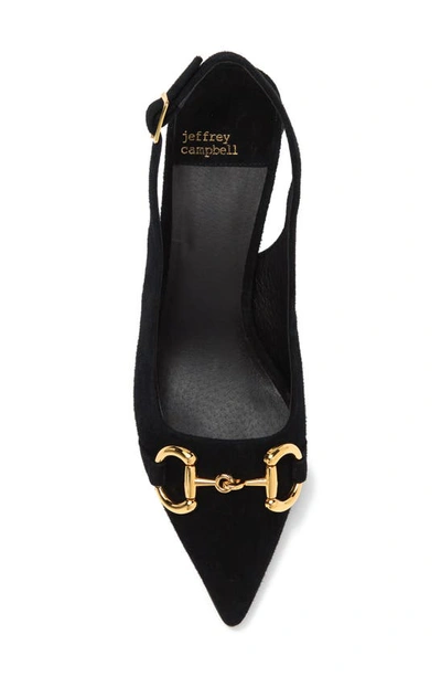 Jeffrey Campbell Nakita Slingback Pointed Toe Pump In Black Suede Gold