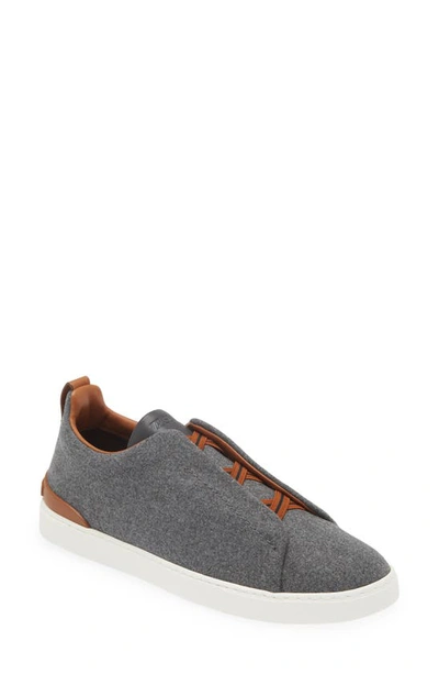Shop Zegna Triple Stitch Wool Blend Slip-on Sneaker In Light Grey