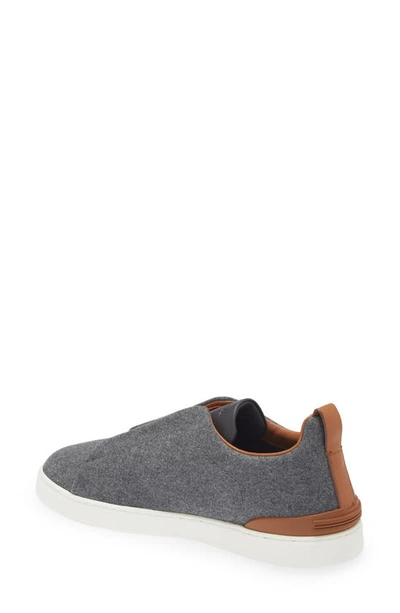 Shop Zegna Triple Stitch Wool Blend Slip-on Sneaker In Light Grey
