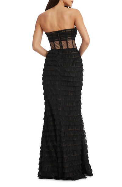 Shop Dress The Population Grace Strapless Illusion Bodice Mermaid Gown In Black Nude