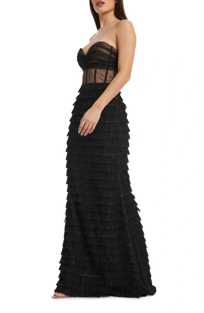 Shop Dress The Population Grace Strapless Illusion Bodice Mermaid Gown In Black Nude