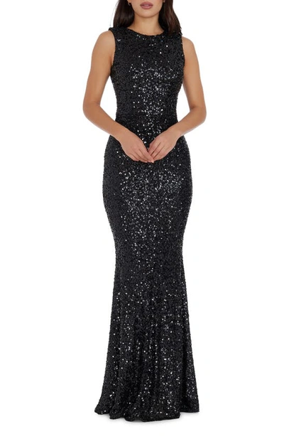 Shop Dress The Population Leighton Sequin Mermaid Gown In Jet Black