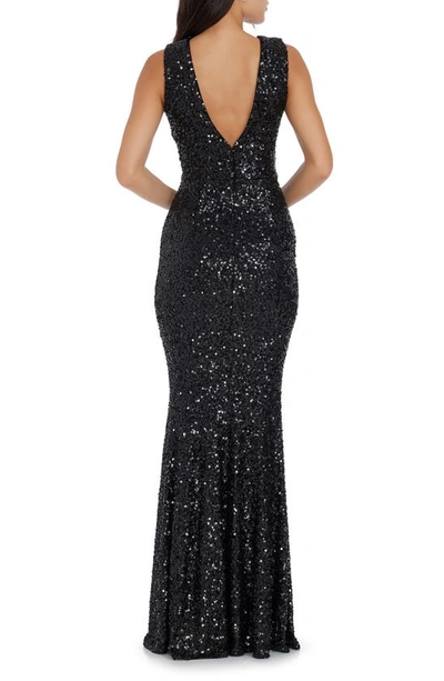 Shop Dress The Population Leighton Sequin Mermaid Gown In Jet Black