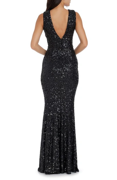 Dress The Population Leighton Sequin Mermaid Gown In Jet Black