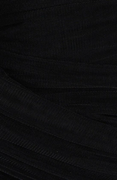 Shop Dolce & Gabbana Strapless Draped Tulle Dress In Black