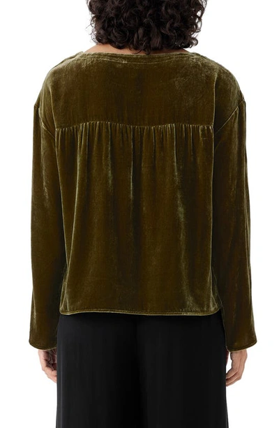Eileen Fisher Velvet Ballet Neck Top In Serpentine