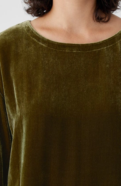 Shop Eileen Fisher Ballet Neck Velvet Top In Serpentine