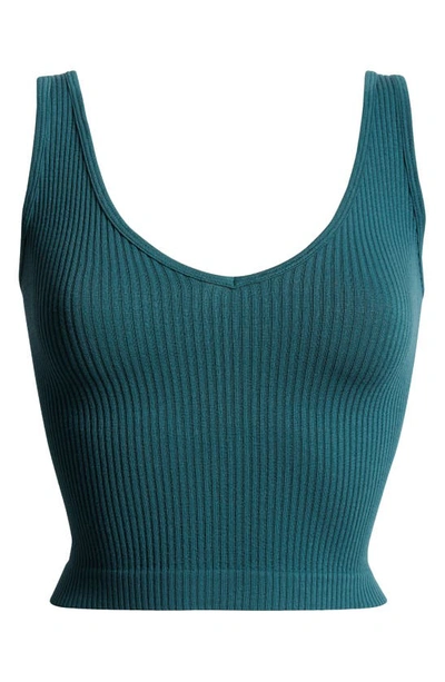 Free People Intimately Fp Solid Rib Brami Crop Top In Forest Pool