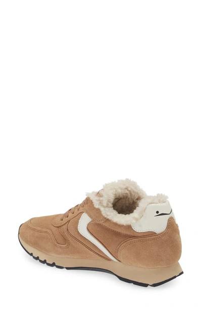 Voile Blanche Women's Julia Pump Shearling Low Top Sneakers In Tobacco Ice