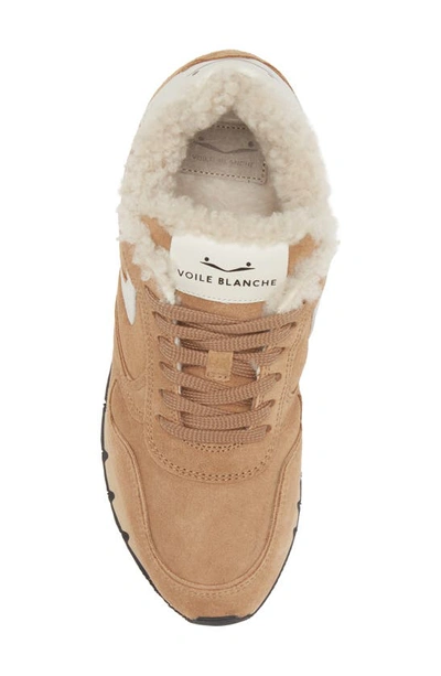 Voile Blanche Women's Julia Pump Shearling Low Top Sneakers In Tobacco Ice