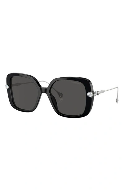 Shop Swarovski 56mm Square Sunglasses In Black