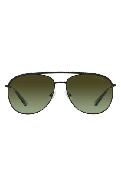 Shop Swarovski 61mm Crystal Aviator Sunglasses In Black