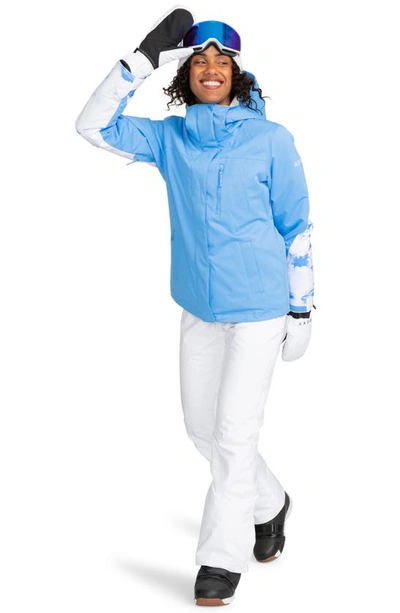 Shop Roxy Jetty Block Durable Water Repellent Hooded Technical Snow Jacket In Clouds