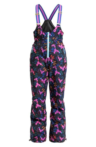 Shop Roxy X Rowley Floral Print Insulated Bib Overalls In Dark Reds Floral