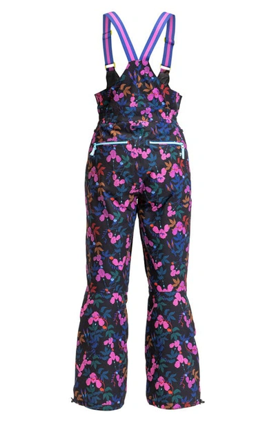 Shop Roxy X Rowley Floral Print Insulated Bib Overalls In Dark Reds Floral