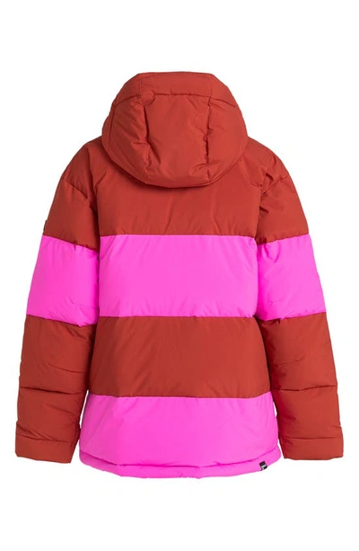 Shop Roxy X Rowley Colorblock Hooded Puffer Jacket In Burnt Henna