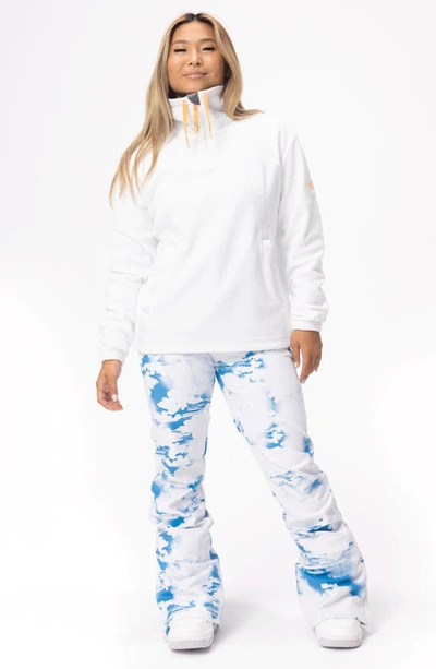 Shop Roxy Chloe Kim Quarter Zip Fleece Layer In Bright White