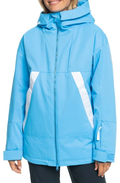 Shop Roxy X Chloe Kim Waterproof Snow Jacket In Azure Blue