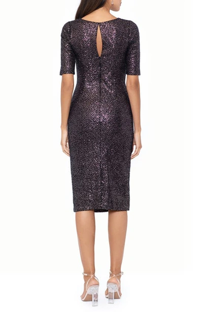 Shop Betsy & Adam Front Cutout Sequin Sheath Dress In Champagne/ Black