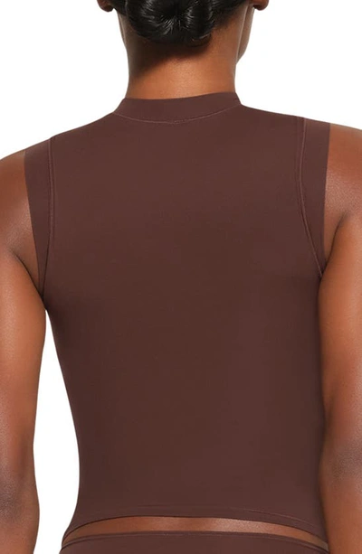 Shop Skims Fits Everybody Mock Neck Sleeveless Tank Top In Cocoa