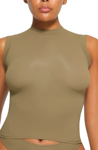 Shop Skims Fits Everybody Mock Neck Sleeveless Tank Top In Khaki