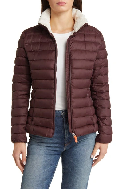 Shop Save The Duck Camilla Puffer Jacket In Burgundy Black