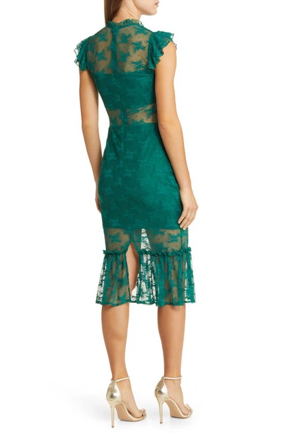 Shop Bebe Illusion Lace Midi Dress In Green