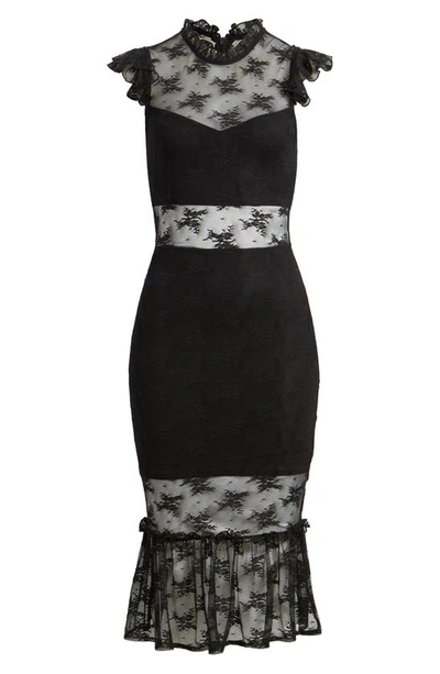 Shop Bebe Illusion Lace Midi Dress In Black
