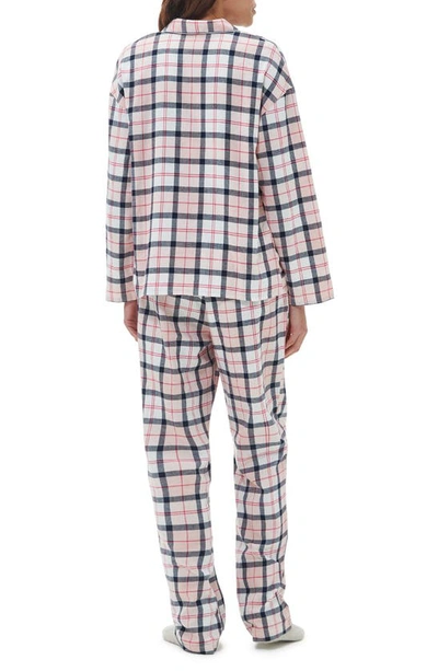 Shop Barbour Ellery Tartan Cotton Pajamas In Pink/ Navy Tartan