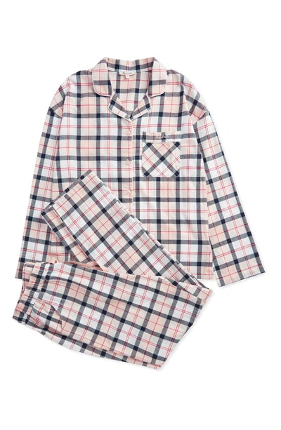 Shop Barbour Ellery Tartan Cotton Pajamas In Pink/ Navy Tartan
