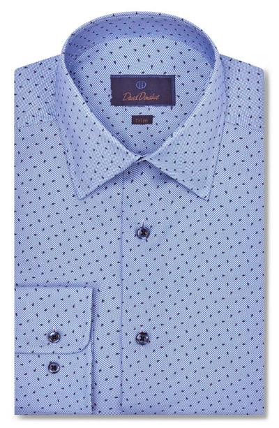 Shop David Donahue Trim Fit Neat Dress Shirt In Blue