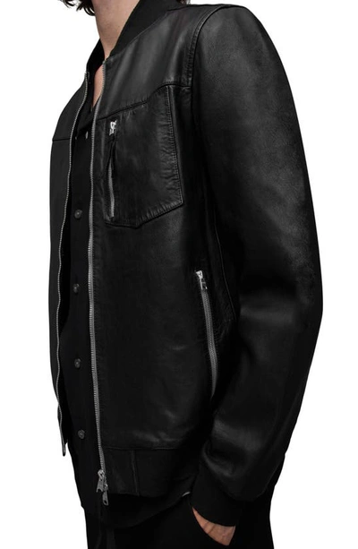 Shop Allsaints Tyro Leather Bomber Jacket In Black