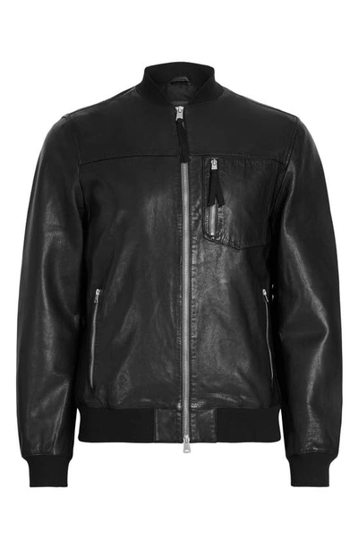 Shop Allsaints Tyro Leather Bomber Jacket In Black