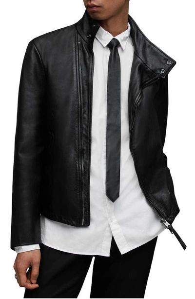 Shop Allsaints Trost Leather Biker Jacket In Black