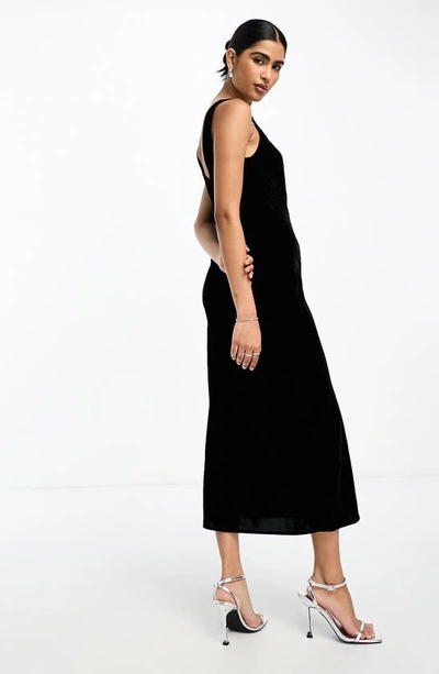Shop Asos Design Scoop Neck Midi Dress In Black
