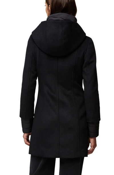 Shop Soia & Kyo Mixed Media Wool Blend Coat With Quilted Bib Insert In Black