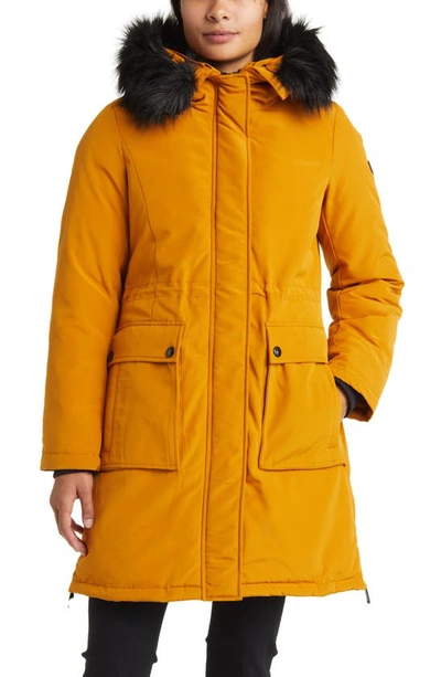 Shop Sam Edelman Faux Fur Trim Parka In Honey