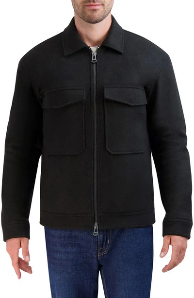 Shop Cole Haan Stretch Trucker Jacket In Black