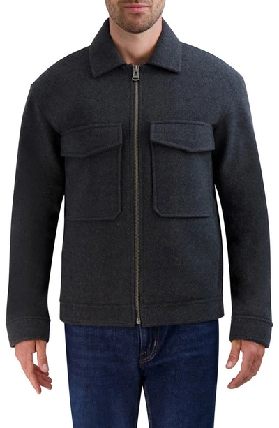Shop Cole Haan Stretch Trucker Jacket In Charcoal
