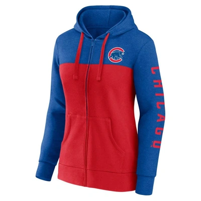 Shop Fanatics Branded Royal/red Chicago Cubs City Ties Hoodie Full-zip Sweatshirt