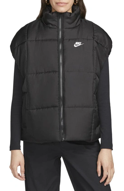 Shop Nike Sportswear Classic Water Repellent Therma-fit Loose Puffer Vest In Black/ White