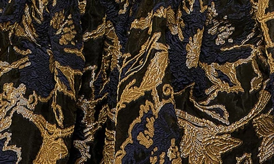 Shop Mac Duggal Brocade High-low Gown In Midnight Gold