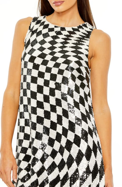 Shop Mac Duggal Sequin Check Shift Cocktail Dress In Black White