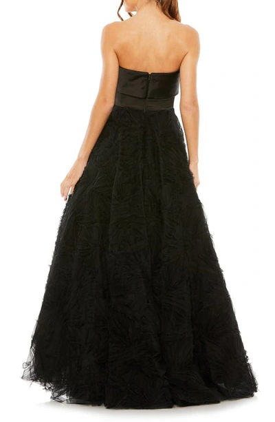Shop Mac Duggal Bow Knot Strapless Tulle Gown In Black